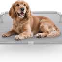 Elevated Dog Bed with Teslin Cooling Fabric - Lightweight Dog Cot for Medium Dogs, Waterproof & Washable Breathable Mesh, Raised Pet Bed for Indoor Outdoor Use, Anti-Slip, Easy Clean