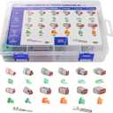 94Pcs 6 Sets Deutsch DT Connector Kit2/3/4/6/8/12 Pin DT Connectors with Size 16 Stamped Contacts, IP68 Waterproof Automotive Boats Connectors, T Stamped Connectors
