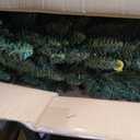 Green Pencil Artificial Christmas Tree Pre-Lit with Warm Lights, Slim Xmas Tree - 7FT