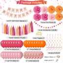 Pink and Orange Birthday Party Decorations Happy Birthday Banner Hot Pink Confetti Balloons Tissue Pom Poms Tassel Garland Pink Orange Party Decor Supplies for Women Girls