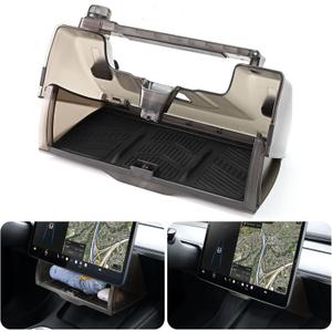 2025 Upgraded Under Screen Storage for Tesla Model Y/3, Hideable & Stable Installation Center Console Organizer Tray with Anti-Slip Silicone Pad, fit for Tesla Model Y (2021-2025) Model 3 (2017-2025)