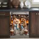 Dishwasher Magnet Cover Decoration, Cute Cats Dishwasher Refrigerator Protection Magnetic Sticker, Kitchen Art Decor 23x25.5 inches (Sister Cats)