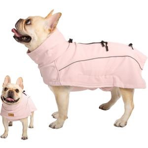 Dog Coat Warm Dog Winter Coat Waterproof Dogs Jacket with Reflective Pet Fleece Vest Zip-Up Cold Weather Coats for Large Dogs Turtleneck Windproof Coats (Pink,Medium)