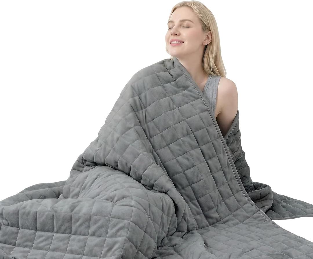 Smart Queen Weighted Blanket for Adults, Full Size 48x72,10lbs, Soft Heavy Blanket Machine Washable for Fall, Bedding &Napping with Premium Glass Beads (48x72 | 10lbs Grey)