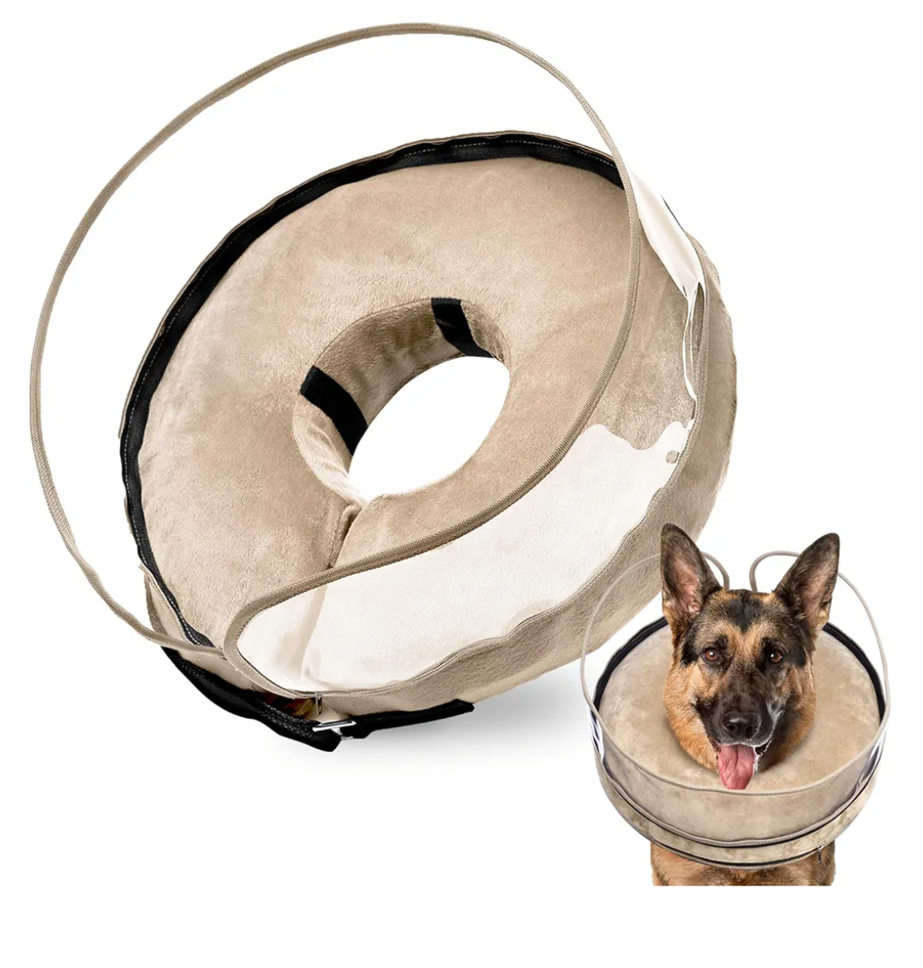 Dog Cone, Inflatable Dog Cone After Surgery for Small Medium Large Breeds, Soft Surgery Collar with Enhanced Anti-Licking Guard Shield for Pets, Protective Donut Collar, Size S