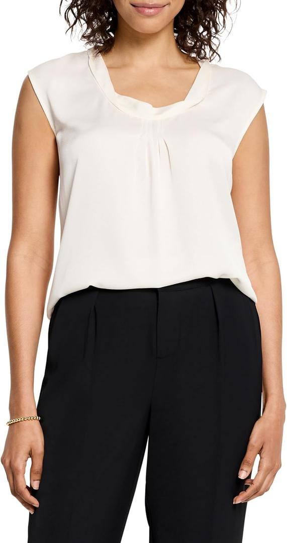 NIC+ZOE Women's Satin Chiffon Jacket Layer (X-Small Petite, Classic Cream)