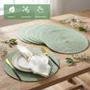 13 Inch Round Woven Placemats Set of 24 Braided Boho Place Mats Straw Non Slip Heat Resistant Mats Rustic Dinner Table Chargers for Wedding Party Home Dining Centerpiece(Sage Green)