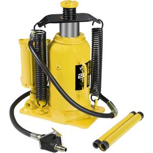 YELLOW JACKET 20 Ton Pneumatic Bottle Jack  Heavy-Duty Air/Hydraulic Lift for Trucks & Autos, Manual & Air Pump Operation, Yellow