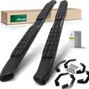 YHTAUTO 4.25'' Running Boards Side Step Bars Compatible with Nissan Frontier 2005-2024, Crew Cab, Textured Black Steel Oval Driver & Passenger Side Truck Side Step Rails