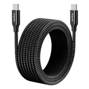 etguuds Extra Long USB-C to USB-C Cable - 16ft/5m PD 60W Fast Charge, Durable Double Braided Nylon Charging Cord 2.0 - Black
