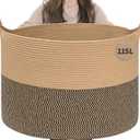 INDRESSME 115L Extra Large Blanket Basket, Woven Baskets for Storage, Wicker Storage Basket for Organizing Woven Laundry Baskets for Toy Pillow Shoe Entryway, Camel & Mix Camel