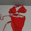 Women Two Piece Bikini Set Halter Triangle Swimsuit Cheeky String Bathing Suits (Red, M)