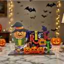 2 x 2PCS Halloween Decorations IndoorHalloween Party Supplies,Home Office Decor(Scarecrow, Pumpkin, Castle, Bat, Skull)