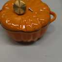 Cast Iron Dutch Oven, 6.3 Inch Pumpkin Shape Cooking Pot Enamel Pot with Lid and Handles, Mini Non-Stick Stew Pots for Halloween Decor (Orange)