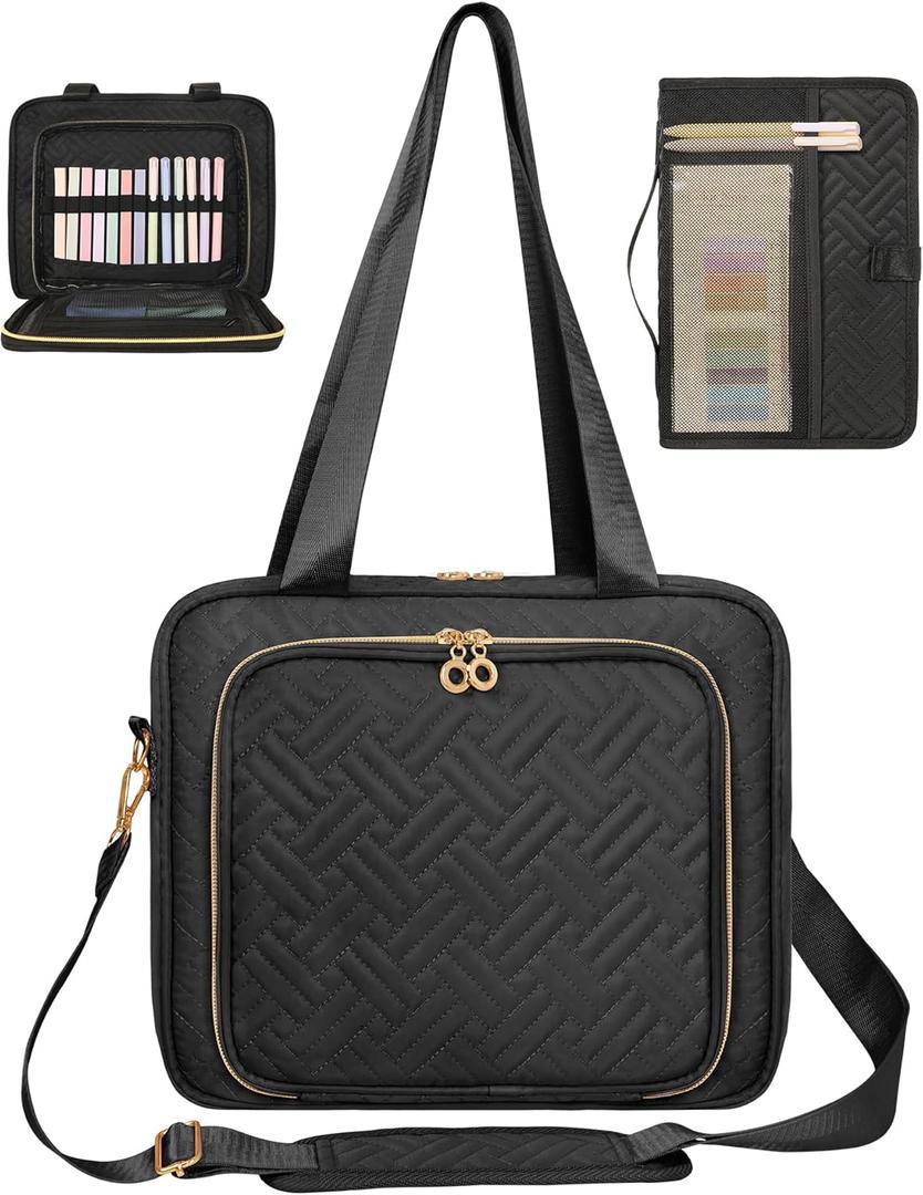 Bible Cover Case for Women, Large Bible Bag and Carrying Case with Zipper & Shoulder Strap, Bible Study Supplies Organizer