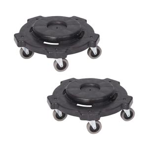 Amazon Basics Heavy-Duty Rolling Dolly to Fit 32, 44 & 55 Gallon Round Containers, for Offices, Restaurants, Commercial Environments, Twist On/Off, 18.25", Black, 2-Pack
