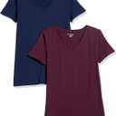 Amazon Essentials Women's Regular-Fit Short-Sleeve T-Shirt (Crewneck and V-Neck Options), Multipacks