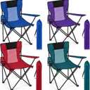 Shellwei Breathable Folding Camping Chair with Cupholder Carry Bag Regular Size Portable Lightweight Lawn Chair with Side Pocket Fishing Hiking Picnic Party Beach Outdoor Activity(Multicolor,4 Pcs) (Bue, Purple, Red, Green)