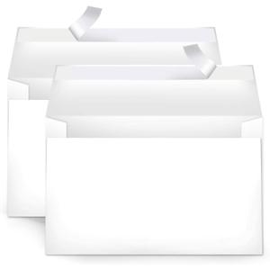 Amazon Basics A9 Blank Invitation Mailing Envelopes, Peel & Seal, No Licking, 5-3/4 x 8-3/4 Inches, White, Pack of 100