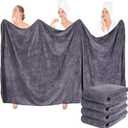 Preboun 4 Pcs Oversized Fleece Bath Towels, 40 x 80 Inch Bath Sheets Extra Large Microfiber Coral Velvet Highly Absorbent Towels 350gsm High Density Towel for Adults Home Beach (Dark Gray)
