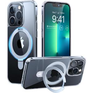 TORRAS Magnetic UPRO Ostand for iPhone 13 Pro Max Case 6.7 inch [Fit for MagSafe] Adjustable Stand [Never Yellow] [MIL-Grade Protection] Hard Clear Case for iPhone 13 Pro Max (2021), Full Clear