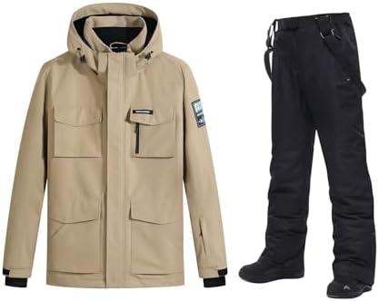 Men's Ski Jacket and Pants Set,Snow Suits for Men Waterproof Windproof,Winter Outdoor Ski Suit for Mountain/Snowboarding Size M