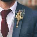 Rinlong 6Pcs Assorted Dried Flower Boutonniere for Men Lavender Boho Rustic Wedding Fall Groom Boutonnieres with Pins for Prom Homecoming Wedding