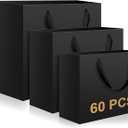 Lincia 60 Pcs Black Paper Bags with Handles, Assorted Sizes Large 11", Medium 8", Small 7" Black Gift Bags Bulk for Retail, Party, Birthday, Gift, Shopping, Business, Merchandise