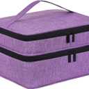 nail organizers and storage, Portable Nail Polish Holder Holds 42 Bottles(15ml), Double-layer Storage Bag for Nail Polish and Manicure Set (Purple-Holds 42 Bottles)