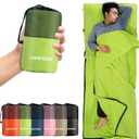 Sleeping Bag Liner, Travel Sheets & Adult Sleep Sack, Ultralight and Portable Summer Sleeping Bag - Ideal for Backpacking, Hotels and Hostels, Business Trips, Camping (Green)