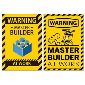 2 Pcs Wall Art Poster Caution Master Builder at Work, Vinyl Building Block Caution for Boys Room Décor, Fun Design Poster for Kids, Playful Room Decorations Stickers Included (3Pack) 2 Pcs Wall Art Poster Caution Master Builder at Work, Vinyl Building Block Caution for Boys Room Décor, Fun Design Poster for Kids, Playful Room Decorations Stickers Included (3Pack)