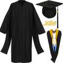 Gradwow Master Graduation Gown Cap Hood Set, Unisex Matte Master's Degree Regalia with Tassel for University (Gold/Royal Blue/Gold, 51)