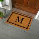 Evergreen Flag Monogram Letter M Entrance Doormat | 28 x 16 inches | Dirt Catching Natural Coir | All-Season | Non-Slip Backing | Indoor and Outdoor Home Decor