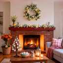 6FT Lighted Easter Garland,Easter Egg Garland Decorations with 20 LED Lights,Flowers,Lamb Ears Leaves,Timer,Easter Spring Floral Garlands for Mantle,Stairs,Door,Home,Fireplace, Party,Indoor