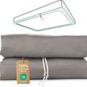Queen Fitted Sheet Only with Drawstring and 360 Elastic Strap for Tight Fit, 100% Long-Staple Cotton Fitted Queen Sheet, Luxury Soft, No Slippage, 1000TC, Deep Pocket Fits 8" to 16" Mattress