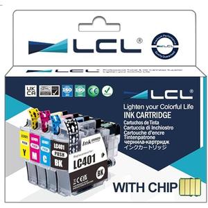 LCL Compatible Ink Cartridge Replacement for Brother LC401 LC-401 LC-401BK LC4013PKS LC401BK LC401C LC401M LC401Y MFC-J1010DW MFC-J1012DW MFC-J1170DW (Black Cyan Magenta Yellow 3-Pack)