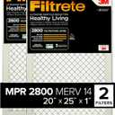 Filtrete 20x25x1 Air Filter, MPR 2800, MERV 14, Healthy Living Ultrafine Particle Reduction 3-Month Pleated 1-Inch Air Filters, 2 Filters