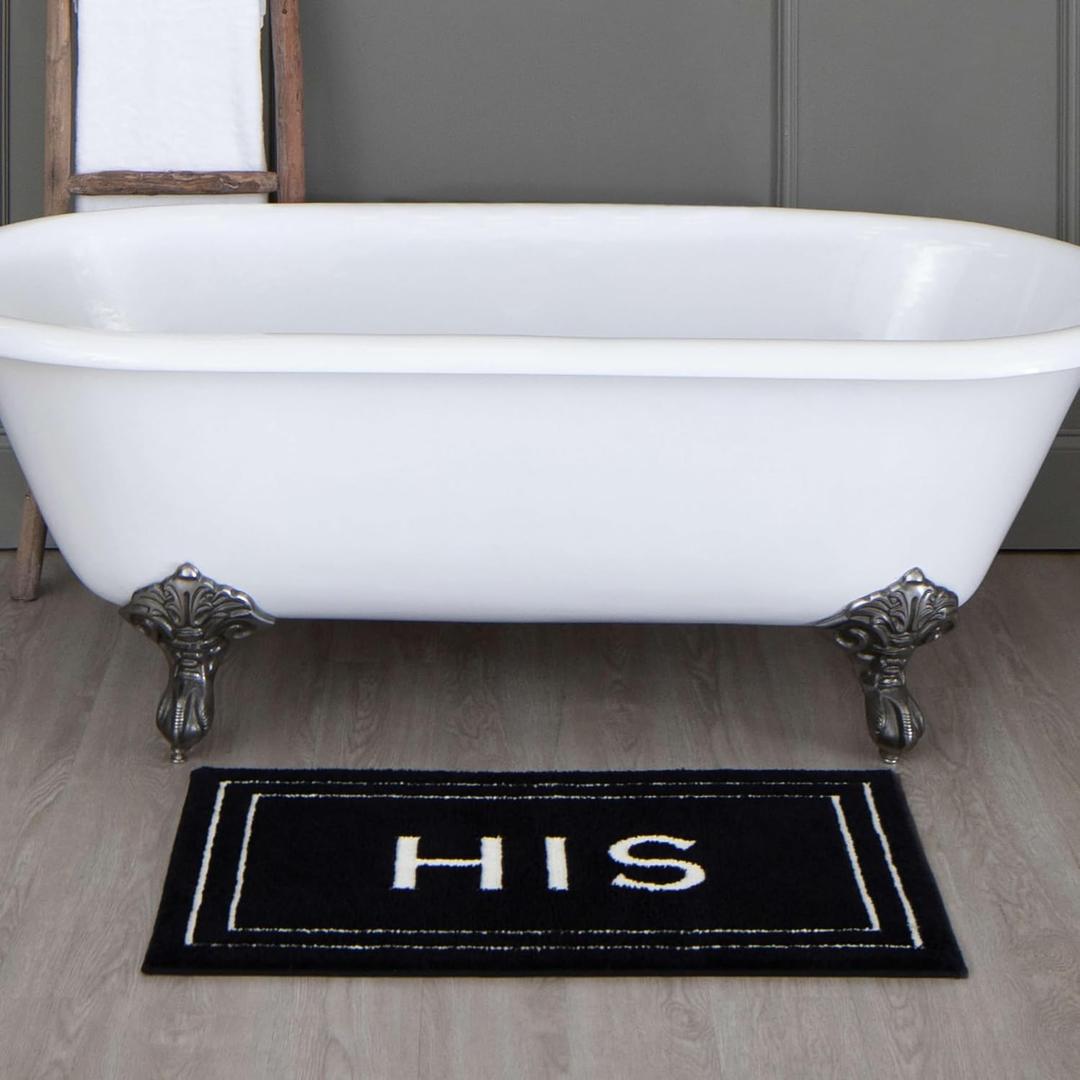 Mohawk Home His Casual Novelty; Solid Black 1' 5" X 2' Bath Mat Perfect for Bathroom
