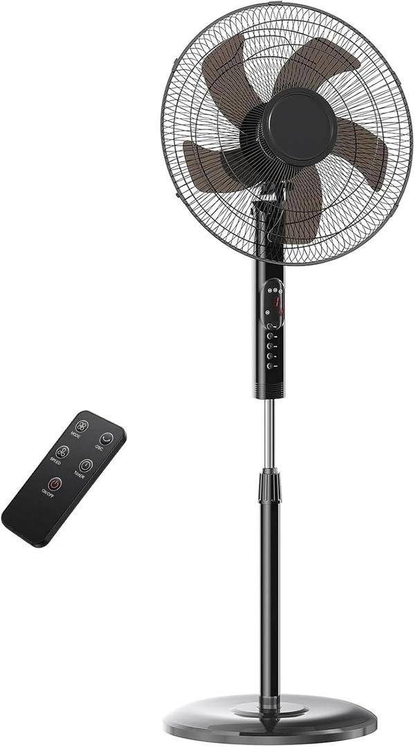 Pedestal Fan with Remote, Oscillation Standing Fan with 3 Speeds & 3 Modes, Electric Cooling Fans with Timer, Adjustable Height & Tilt Head, Quiet Floor Fan for Bedroom, Living Room, Office, 17.13"D x 17.13"W x 51.18"H