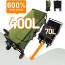 Timber Ridge 51.2'' Extended Collapsible Wagon Cart with Brakes and Cargo Net, Heavy Duty Foldable Utility Wagon with Adjustable Handle, 400L Capacity Portable Cart for Camping Sports Shopping