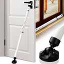 3 in 1 Door Security Bar-High-Strength Steel 1.3" Sliding Door Security Bar with Anti-Slip Rotating Base,2-Level Adjustable Up to 46" Door Lock Stick for Apartment, Hotel,Kids&Pet Safety