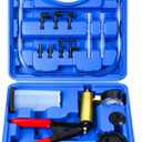 Yonligonju Brake Bleeder Kit with Hand Vacuum Pump with Gauge Adapters Automotive Brake Fluid Bleeding Set for Bike Car Truck (Blue)