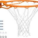 GoSports Regulation 18" Steel Basketball Rim - Choose from Fixed or Breakaway - Use for Replacement or Garage Mount