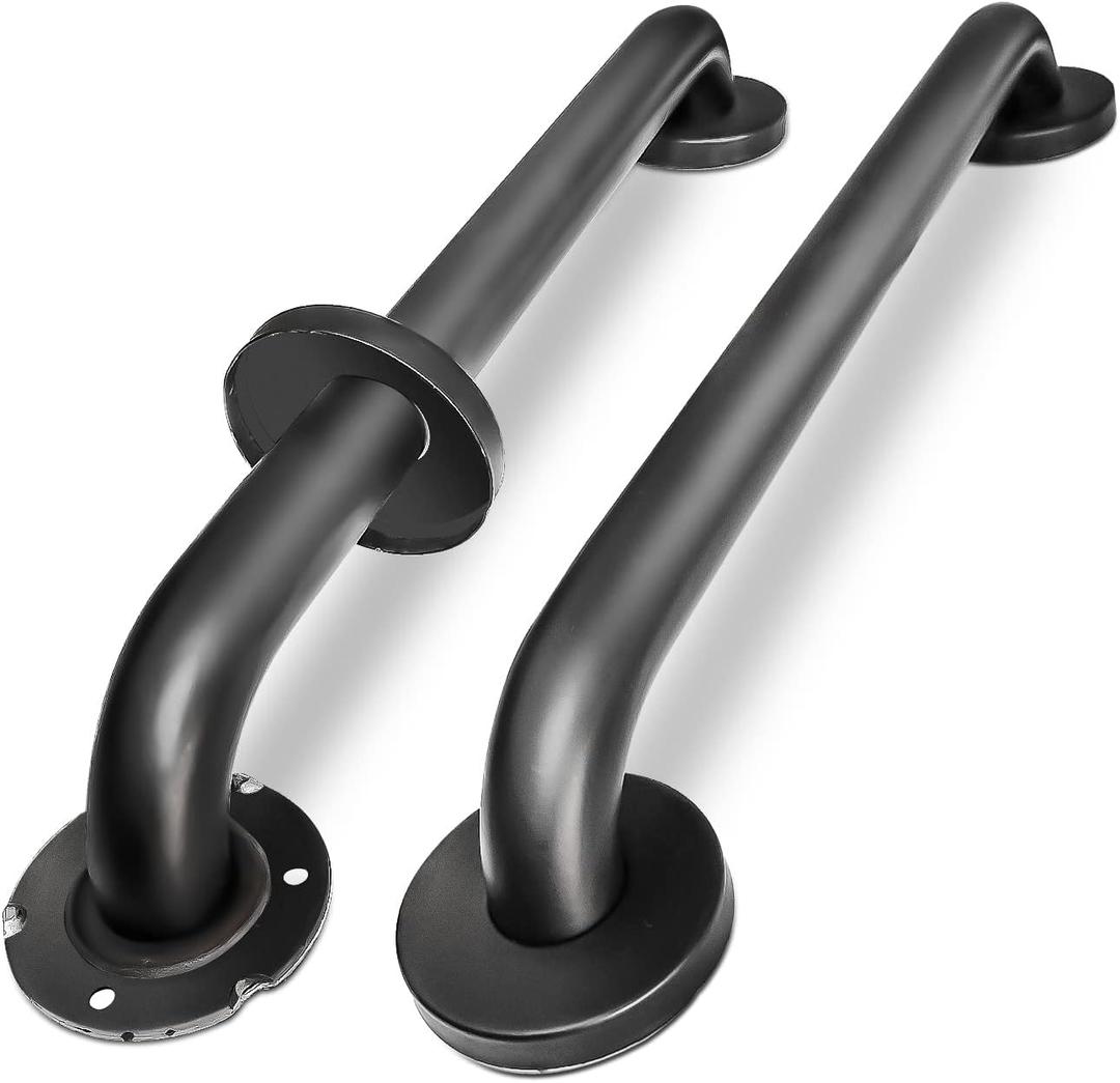 Handicap Grab Bars, 2 Pack 18 Inch Shower Grab Bar for Seniors, 304 Stainless Steel ADA Grab Bars for Bathtubs and Showers, Toilet, Safety Shower Handles for Elderly, Disabled, Injury (Black) (18 inch - 1.25 inch Dia, Matte Black)