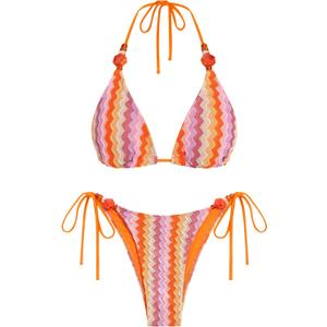 ZAFUL Women's Bikini Sets Beads Triangle Swimsuits 2 Piece String High Cut Cheeky Bathing Suits (M)
