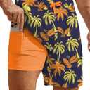 Hardaddy Men's 2 in 1 Swim Trunks with Compression Liner Beach Board Shorts with Pockets (Blue, XL)