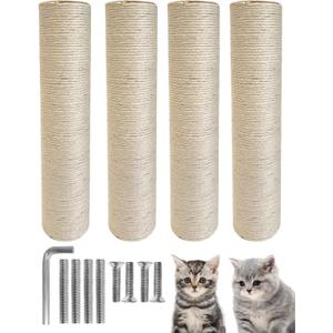 TIMHAKA Cat Scratching Post Replacement, 4 PCS 15.7 inch Sisal Pole Cat Tree Replacement Posts, Refill Sisal Rope Scratcher Posts for Indoor Tree Tower, Scratch Post Replacement for Refurbishment