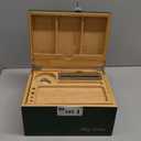 Lockable Storage Box with Combination Lock Compact Bamboo Wooden Organizer with Tray, Discreet Private Storage for Home (Bin Size:9.5 x 7.1 x 5.3 in) (Green)