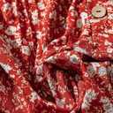 SOLY HUX Women's Plus Size Floral Tops Notched V Neck Puff Short Sleeve Boho Summer Blouse (Red, XL)