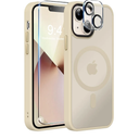 MOCCA Strong Magnetic for iPhone 13 Case, [Compatible with Magsafe][Screen Protector+Camera Lens Protector] Translucent Matte Back Slim Shockproof Case for iPhone 13 Phone Case 6.1", Light Gold